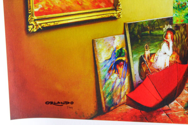 Orlando Quevedo Venetian Lady in Red Giclee Original Painting, 24"x20" - Image 3