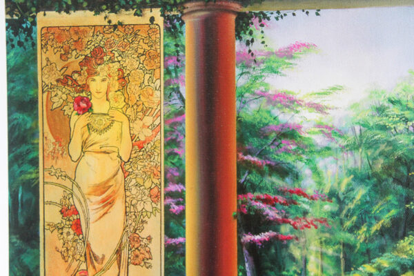 Paradise by Orlando Quevedo Garden Terrace Scene With Swans and Pillars, 30"x21" - Image 7