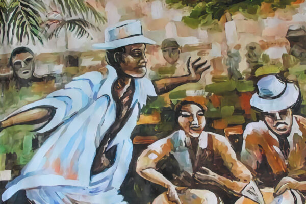 Afro Caribbean Street Scene Painting With Drummers and Dancers, 58"x58" - Image 4