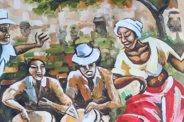 Afro Caribbean Street Scene Painting With Drummers and Dancers, 58"x58" - Image 5