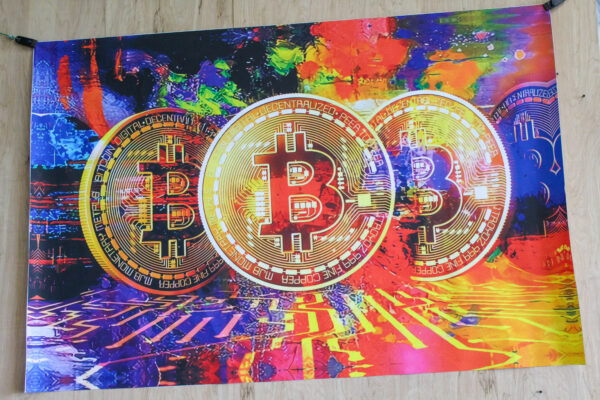 Giant Bitcoin Pop Art Crypto Painting With Neon Colors, 66"x46" - Image 12