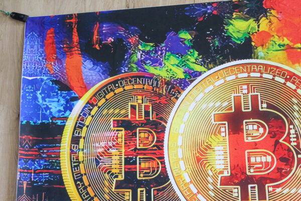 Giant Bitcoin Pop Art Crypto Painting With Neon Colors, 66"x46" - Image 13