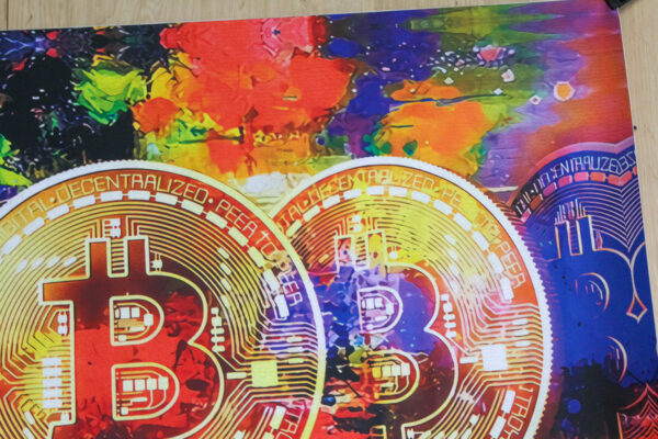 Giant Bitcoin Pop Art Crypto Painting With Neon Colors, 66"x46" - Image 2
