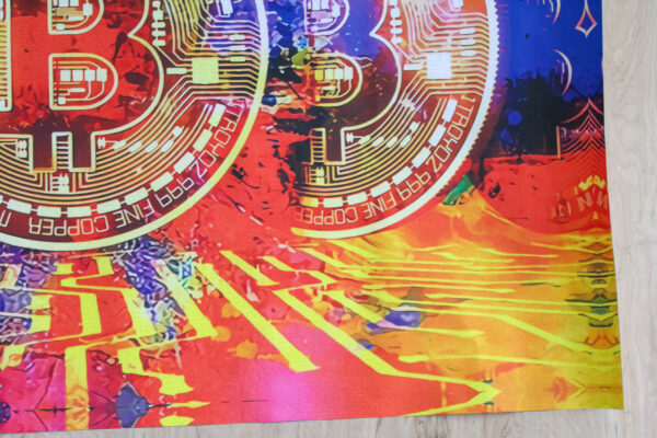 Giant Bitcoin Pop Art Crypto Painting With Neon Colors, 66"x46" - Image 3