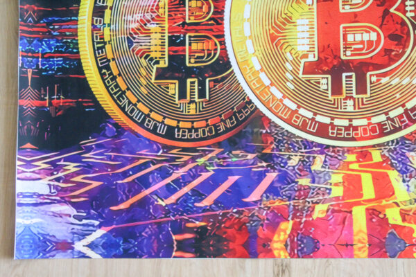 Giant Bitcoin Pop Art Crypto Painting With Neon Colors, 66"x46" - Image 4