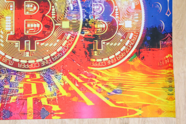 Giant Bitcoin Pop Art Crypto Painting With Neon Colors, 66"x46" - Image 10
