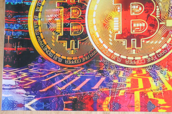 Giant Bitcoin Pop Art Crypto Painting With Neon Colors, 66"x46" - Image 11