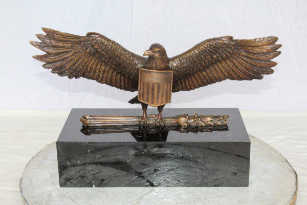 American Eagle Bronze Sculpture on Marble Base Patriotic Decor 20" x 8" x 14"H - Image 2