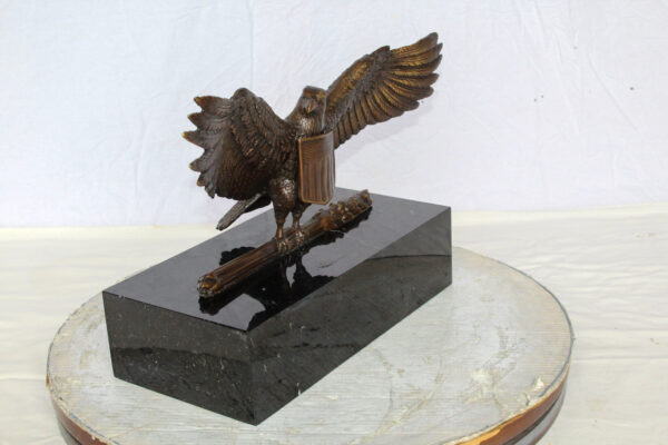 American Eagle Bronze Sculpture on Marble Base Patriotic Decor 20" x 8" x 14"H - Image 3
