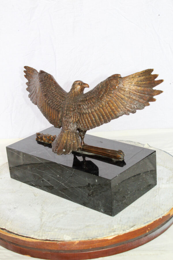 American Eagle Bronze Sculpture on Marble Base Patriotic Decor 20" x 8" x 14"H - Image 5