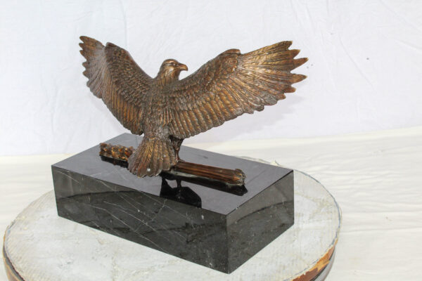 American Eagle Bronze Sculpture on Marble Base Patriotic Decor 20" x 8" x 14"H - Image 6