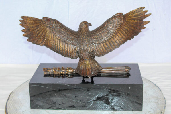American Eagle Bronze Sculpture on Marble Base Patriotic Decor 20" x 8" x 14"H - Image 7