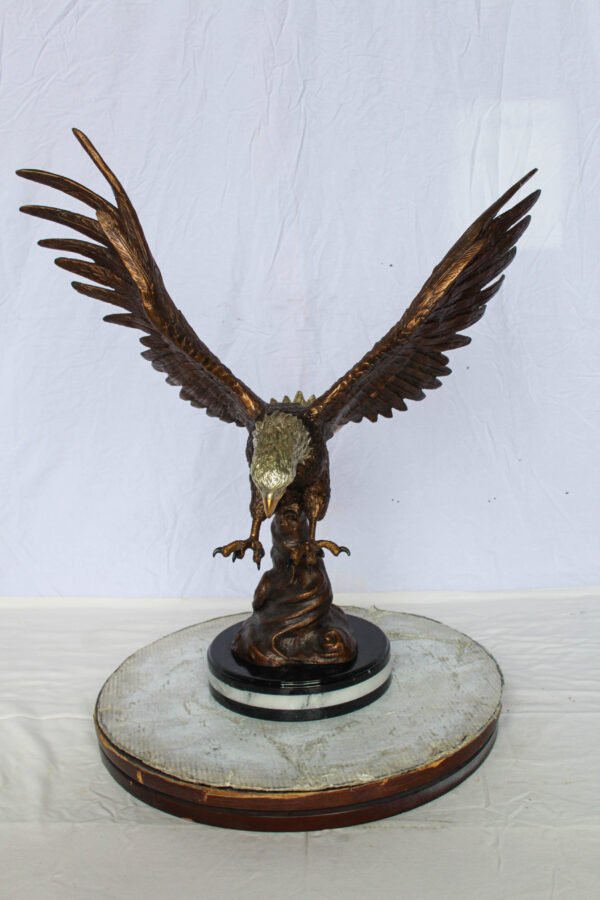 Bronze Eagle Statue With Outstretched Wings on Marble Base 17" x 29" x 32"H - Image 5