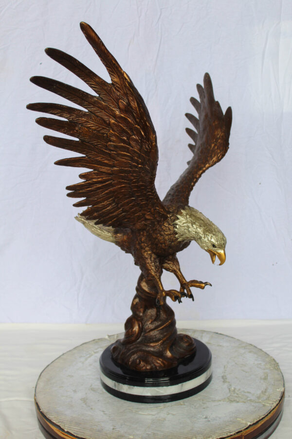 Bronze Eagle Statue With Outstretched Wings on Marble Base 17" x 29" x 32"H - Image 6