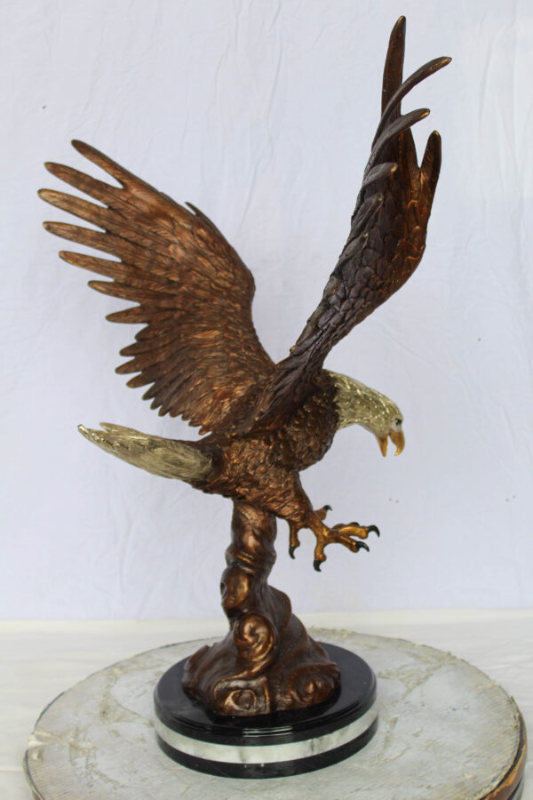 Bronze Eagle Statue With Outstretched Wings on Marble Base 17" x 29" x 32"H - Image 7