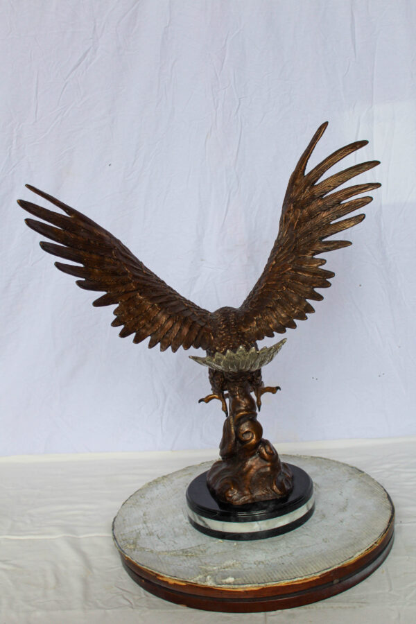 Bronze Eagle Statue With Outstretched Wings on Marble Base 17" x 29" x 32"H - Image 8