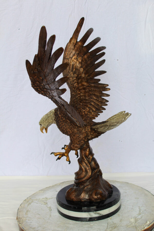 Bronze Eagle Statue With Outstretched Wings on Marble Base 17" x 29" x 32"H - Image 9