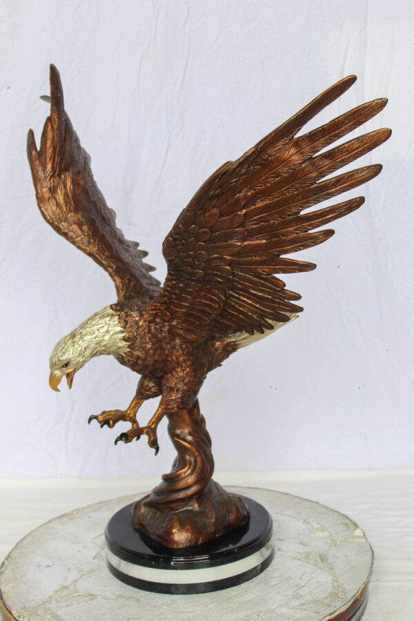 Bronze Eagle Statue With Outstretched Wings on Marble Base 17" x 29" x 32"H - Image 10