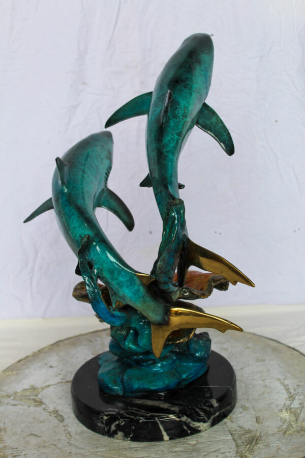 Bronze Shark Sculpture With Coral Reef Base Lost Wax Cast 11" x 16" x 23"H - Image 6