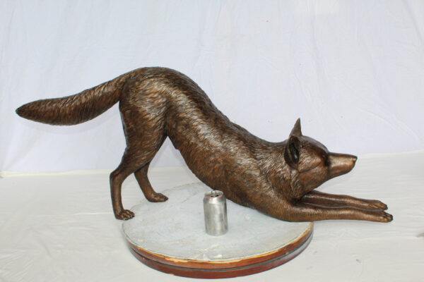 Bronze Stretching Wolf Statue Graceful Wildlife Home Décor 49" x 10" x 20"H - Image 13