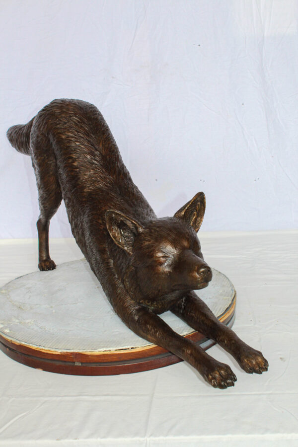 Bronze Stretching Wolf Statue Graceful Wildlife Home Décor 49" x 10" x 20"H - Image 3
