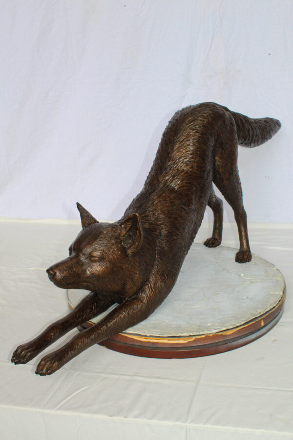 Bronze Stretching Wolf Statue Graceful Wildlife Home Décor 49" x 10" x 20"H - Image 5