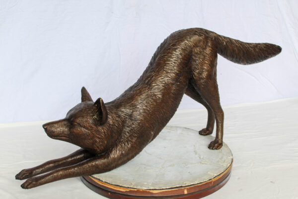Bronze Stretching Wolf Statue Graceful Wildlife Home Décor 49" x 10" x 20"H - Image 6