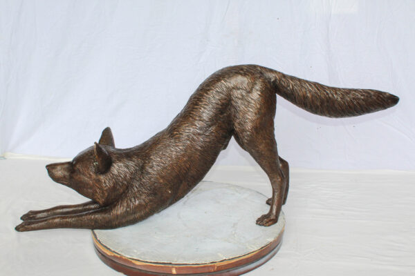 Bronze Stretching Wolf Statue Graceful Wildlife Home Décor 49" x 10" x 20"H - Image 7