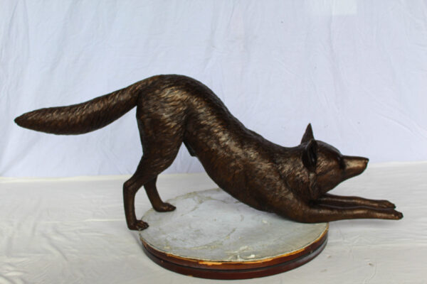 Bronze Stretching Wolf Statue Graceful Wildlife Home Décor 49" x 10" x 20"H - Image 11