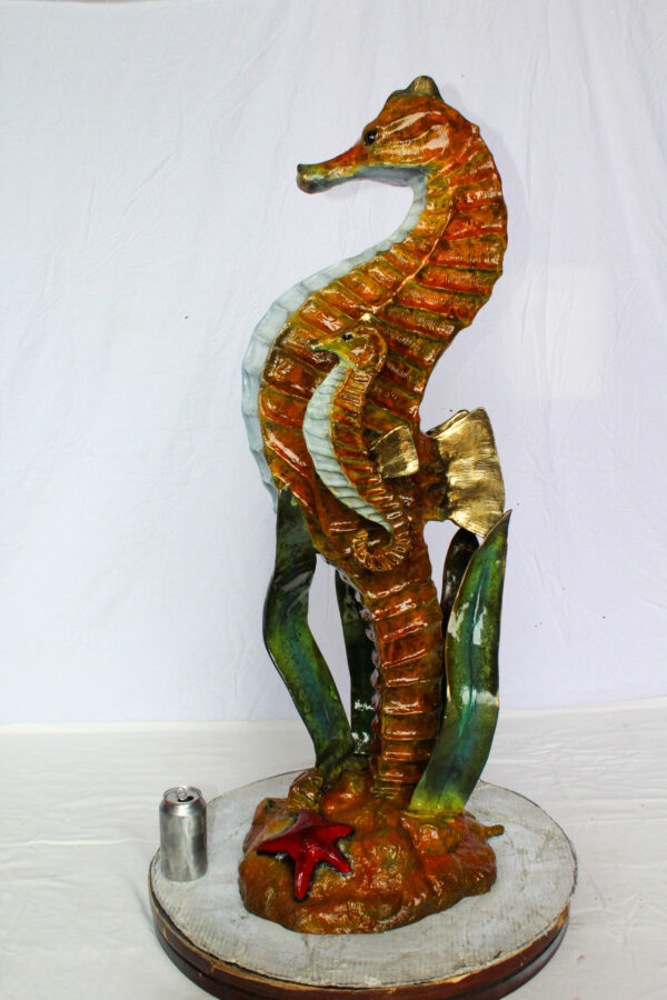 Bronze Seahorse And Baby Statue Ocean Reef Art Décor 16" x 14" x 43"H - Image 14