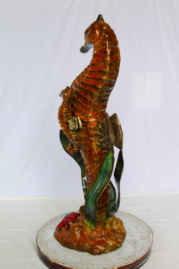 Bronze Seahorse And Baby Statue Ocean Reef Art Décor 16" x 14" x 43"H - Image 3