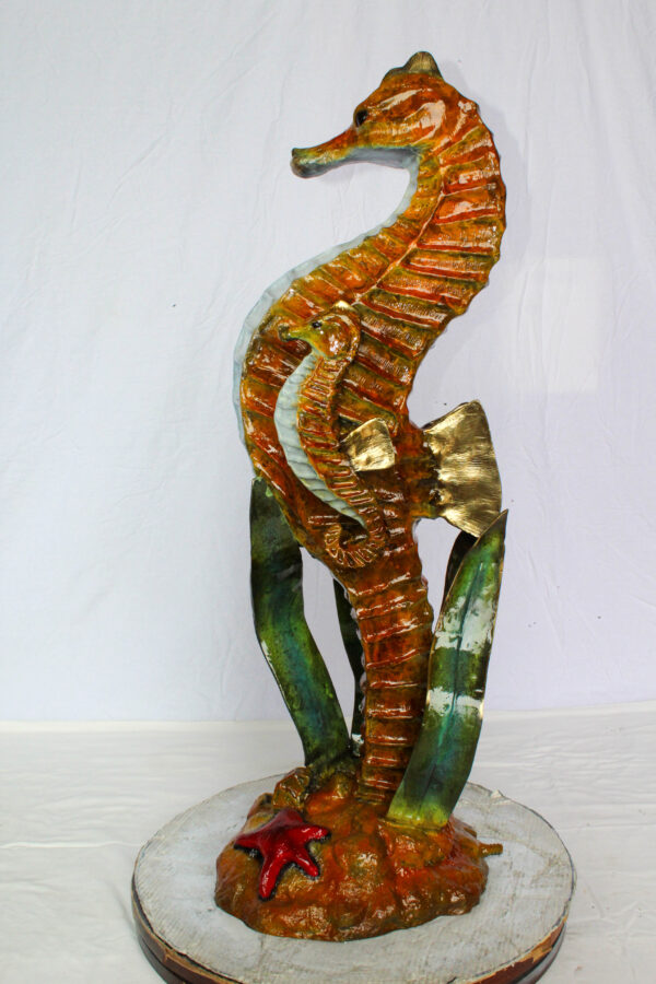 Bronze Seahorse And Baby Statue Ocean Reef Art Décor 16" x 14" x 43"H - Image 9