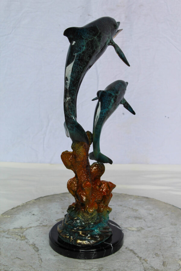 Bronze Dolphin Pair Statue Coastal Ocean Décor 8" x 11" x 22"H - Image 7