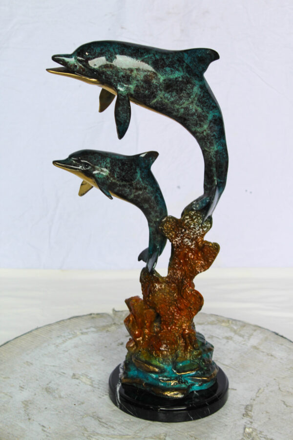 Bronze Dolphin Pair Statue Coastal Ocean Décor 8" x 11" x 22"H - Image 9