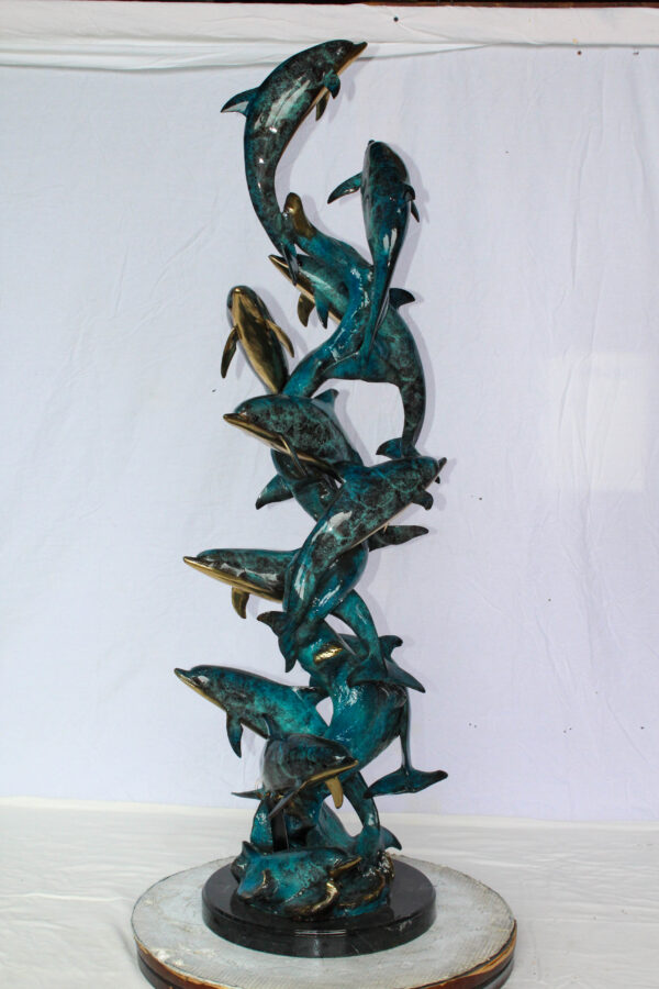 Dolphin Spiral Wave Bronze Statue for Coastal Décor 15" x 17" x 55"H - Image 7