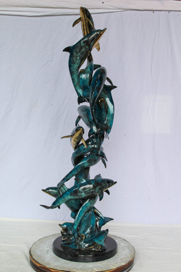 Dolphin Spiral Wave Bronze Statue for Coastal Décor 15" x 17" x 55"H - Image 9