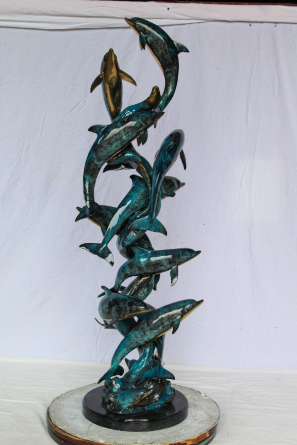 Dolphin Spiral Wave Bronze Statue for Coastal Décor 15" x 17" x 55"H - Image 10