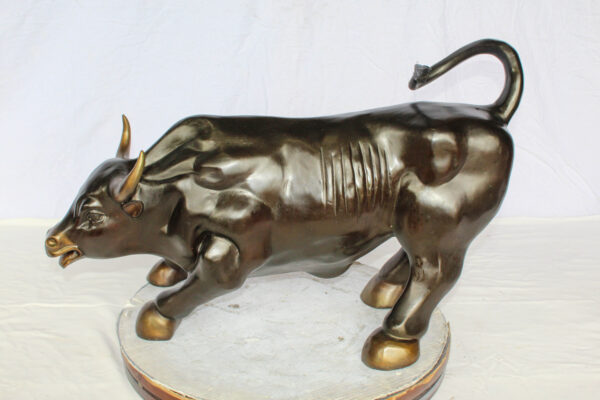 Wall Street Bull Bronze Statue Replica in a Powerful Pose 32" x 16" x 21"H - Image 11
