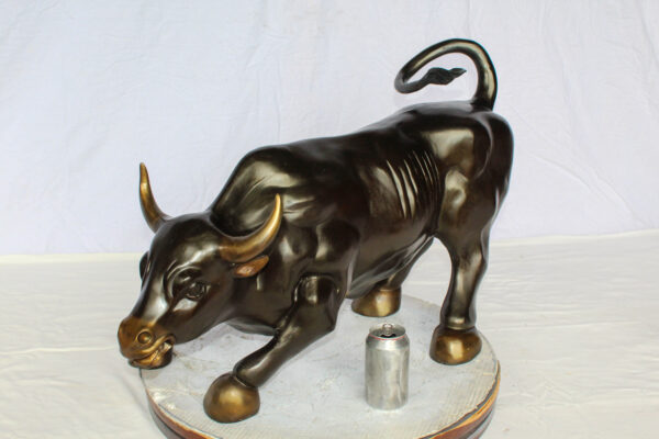 Wall Street Bull Bronze Statue Replica in a Powerful Pose 32" x 16" x 21"H - Image 12