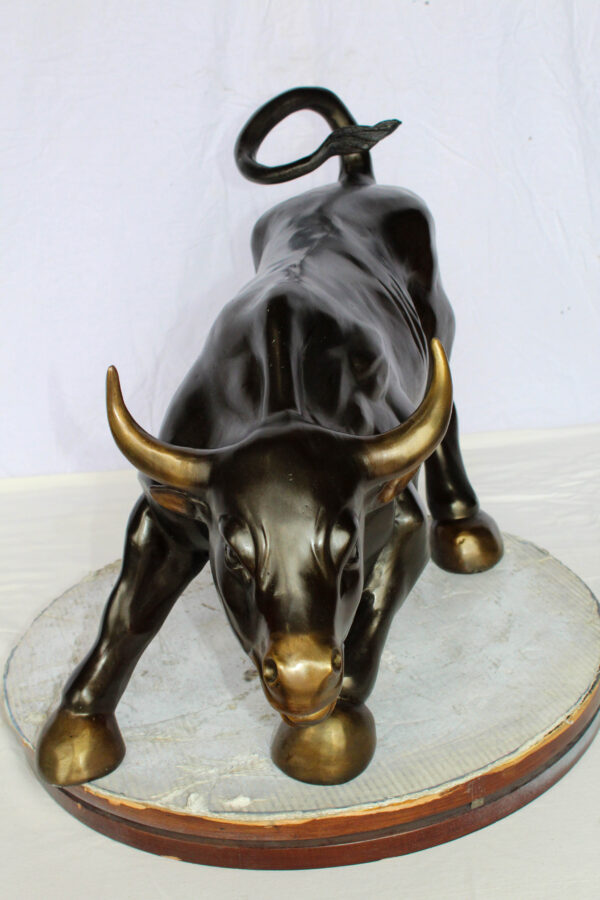 Wall Street Bull Bronze Statue Replica in a Powerful Pose 32" x 16" x 21"H - Image 2