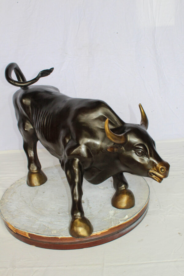 Wall Street Bull Bronze Statue Replica in a Powerful Pose 32" x 16" x 21"H - Image 3