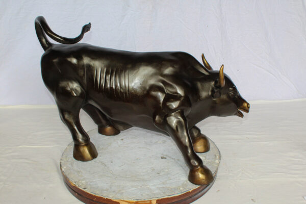 Wall Street Bull Bronze Statue Replica in a Powerful Pose 32" x 16" x 21"H - Image 4