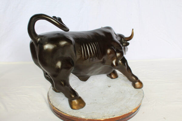 Wall Street Bull Bronze Statue Replica in a Powerful Pose 32" x 16" x 21"H - Image 5