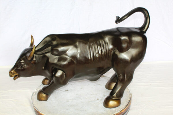 Wall Street Bull Bronze Statue Replica in a Powerful Pose 32" x 16" x 21"H - Image 8