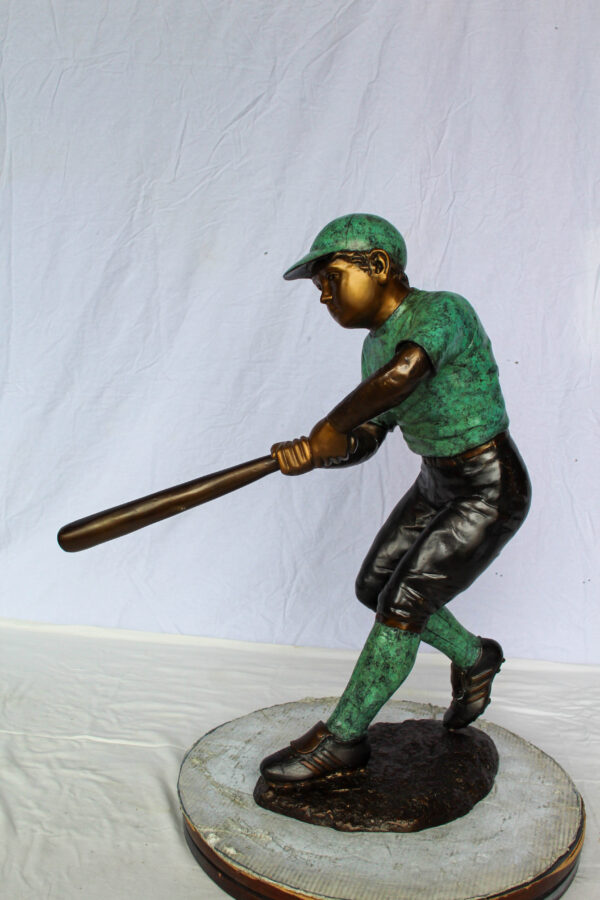 Baseball Boy Bronze Statue Life Size Garden Sculpture 27" x 12" x 24"H - Image 2