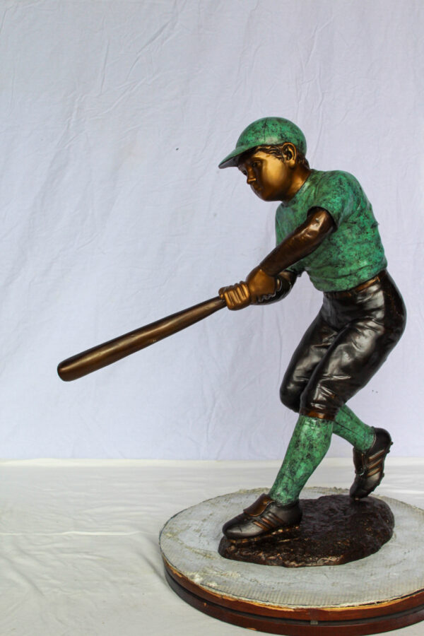 Baseball Boy Bronze Statue Life Size Garden Sculpture 27" x 12" x 24"H - Image 3