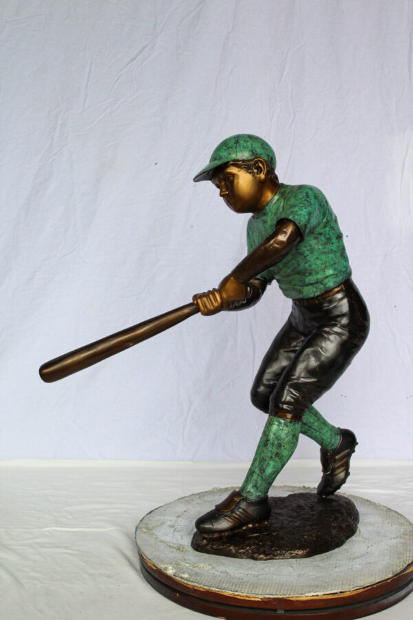 Baseball Boy Bronze Statue Life Size Garden Sculpture 27" x 12" x 24"H - Image 4
