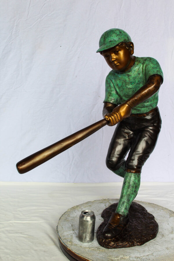 Baseball Boy Bronze Statue Life Size Garden Sculpture 27" x 12" x 24"H - Image 5
