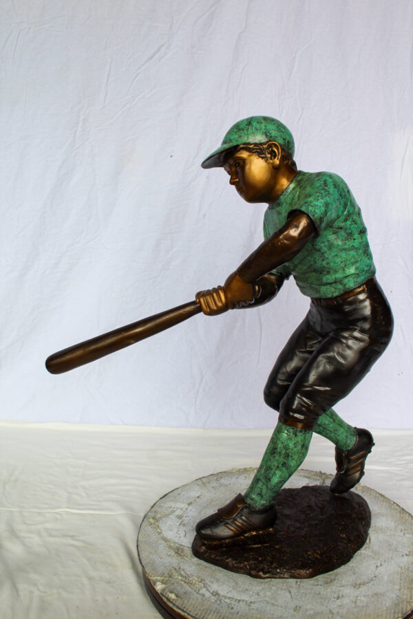 Baseball Boy Bronze Statue Life Size Garden Sculpture 27" x 12" x 24"H - Image 11
