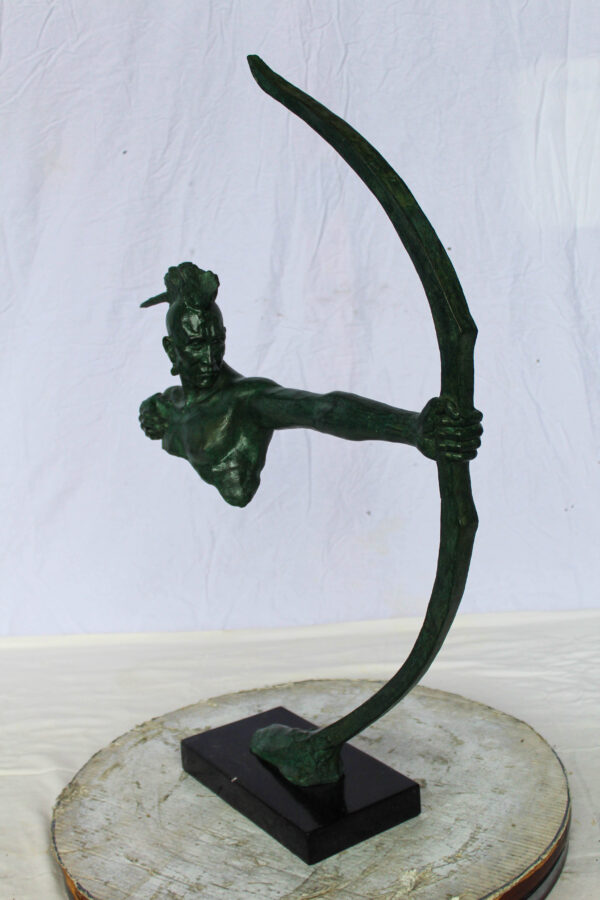 Bronze Statue of Native American Warrior with Bow 22" x 6" x 33"H - Image 12